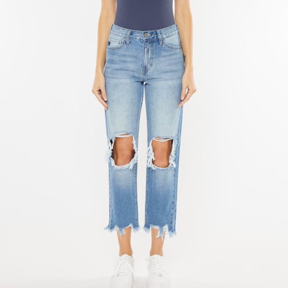 KAN CAN USA- HIGH RISE CHEWED UP MOM JEAN - Picture 2 of 13